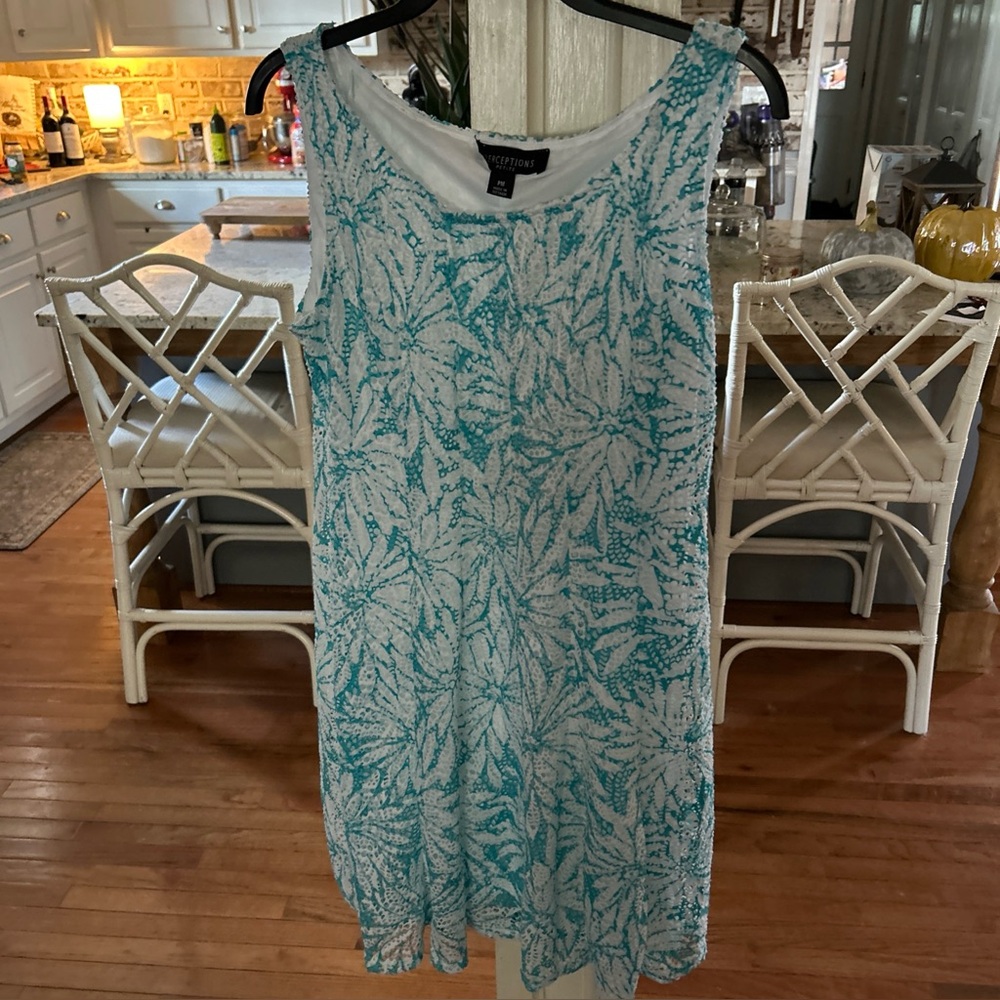 Perceptions Teal Leaf Pattern Swim Cover-Up